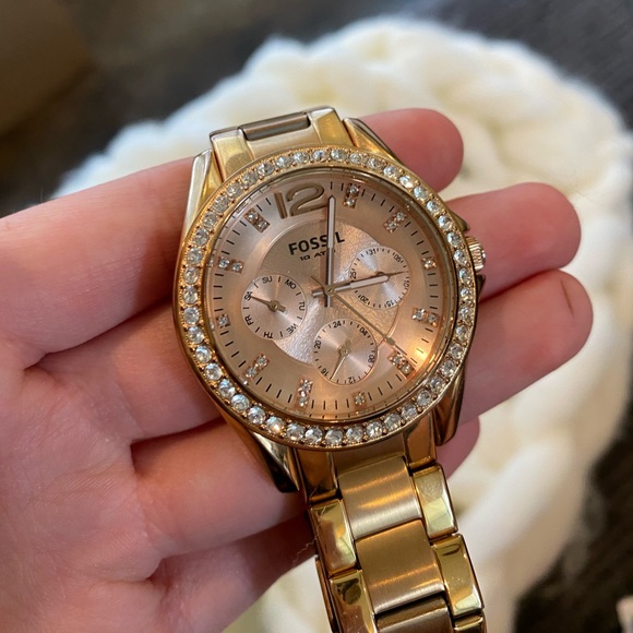 FOSSIL gold diamond watch